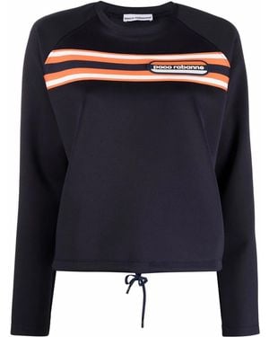 Rabanne Logo-Patch Striped Sweatshirt - Black