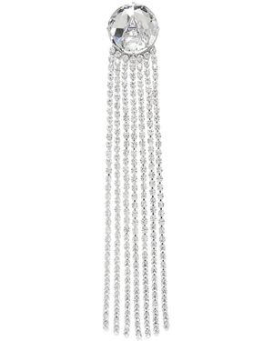 Area Fringed Crystal Ponytail Holder - White