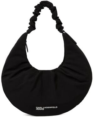 KARL LAGERFELD Große Schultertasche Mit Logo-Print - Schwarz