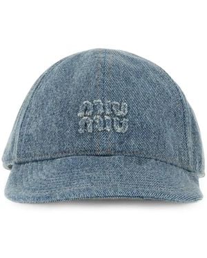 Miu Miu Washed Denim Baseball Cap - Blue