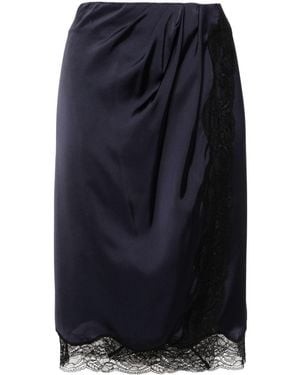 Ba&sh Lace-Detail Satin Midi Skirt - Blue