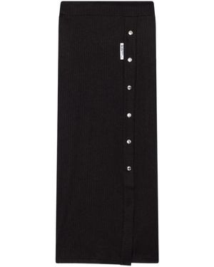 Gcds Button Ribbed Midi Skirt - Black