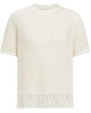 Ferragamo Fringed Net T-Shirt - White