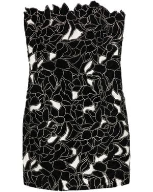 Costarellos Floral Strapless Mini Dress - Black