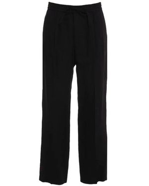 Amaranto Drawstring-Waist Pleated Trousers - Black