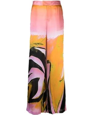Louisa Ballou Printed Wide Leg Trousers - Orange