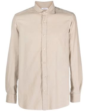 Boglioli Spread-Collar Long-Sleeve Shirt - Natural