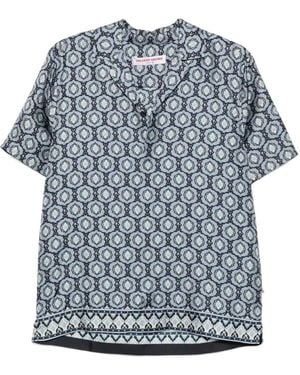 Orlebar Brown Geometric-Print Camp-Collar Shirt - Grey