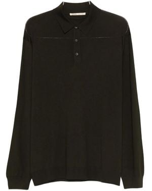 Maurizio Baldassari Long-Sleeve Virgin-Wool Polo Shirt - Black