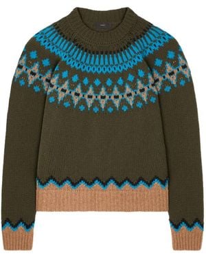 Alanui Pull Sweet Winter En Maille Fair Isle - Vert