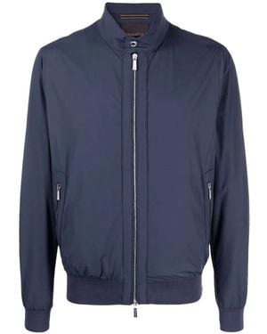 Moorer Zip-Up High-Neck Jacket - Blue
