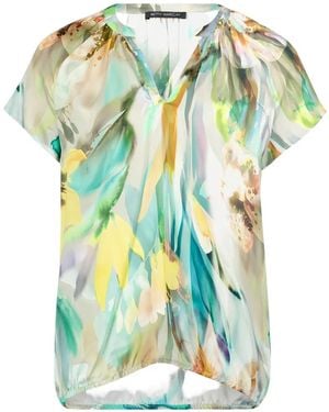 Betty Barclay Floral-Print Elasticated-Hem Top - Blue