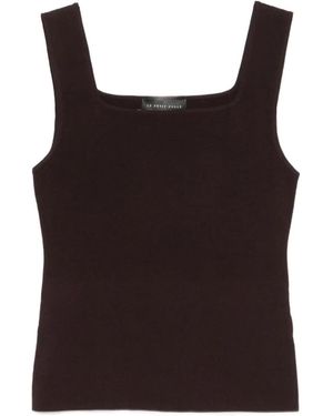 Le Petite Pulle Ribbed-Knit Square-Neck Top - Black