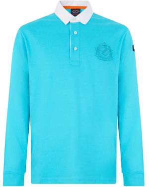 Paul & Shark Embroidered Long-Sleeve Polo Shirt - Blue