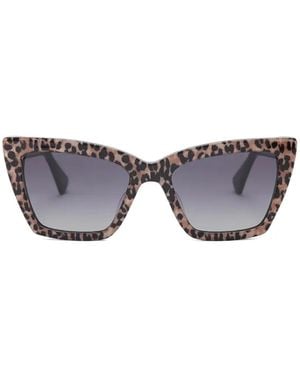 Kurt Geiger Leopard-Print Square-Frame Sunglasses - Grey