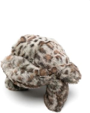 Ruslan Baginskiy Leopard-Print Trapper Hat - Gray