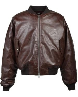 BREATH Crocodile-Effect Bomber Jacket - Brown