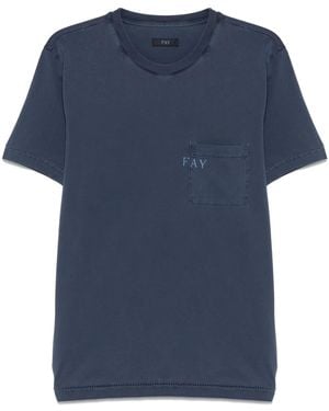 Fay Logo-Print T-Shirt - Blue
