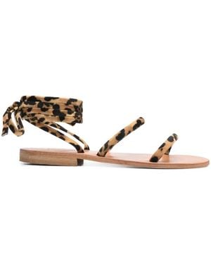 MC2 Saint Barth Round-Toe Wrap Flat Sandals - Natural