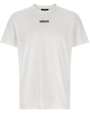 Versace T-Shirt mit Logo-Stickerei - Weiß