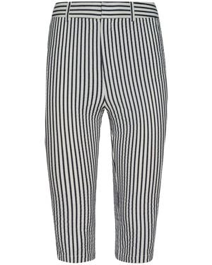 L'Agence Leni Striped Knee-Length Shorts - Grey