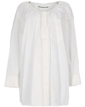 Alexander Wang Ruched-Neck Mini Shirt Dress - White