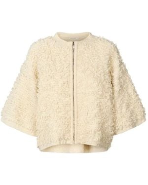 Rabens Saloner Alice Zip Cardigan - Natural