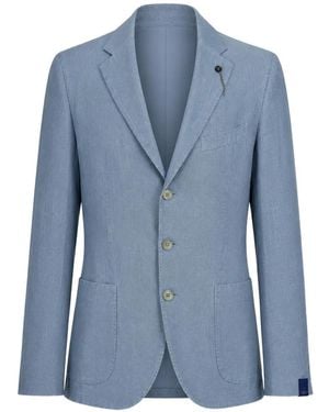 Santaniello Single-Breasted Notched-Lapels Blazer - Blue
