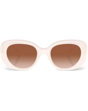 COACH Logo-Plaque Oval-Frame Sunglasses - White