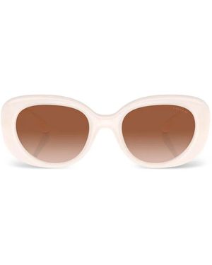 COACH Logo-Plaque Oval-Frame Sunglasses - White