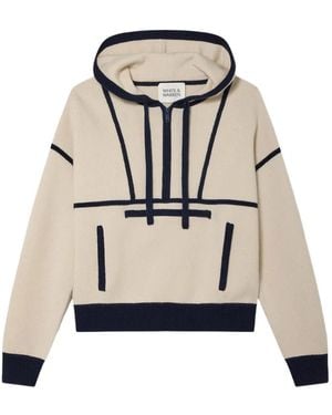 White + Warren Half-Zip Paneled Hoodie - Natural