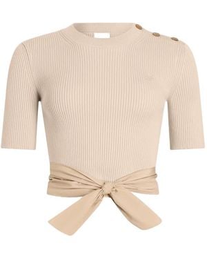 Patou Knot Buttoned T-Shirt - Natural