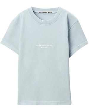 Alexander Wang Logo-Print Shrunken Short-Sleeve T-Shirt - Blue