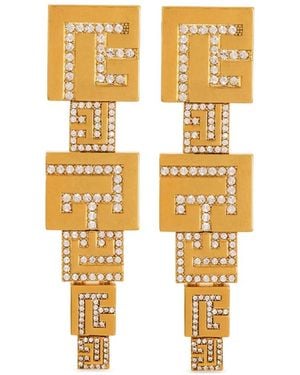 Balmain Pb-Logo Pendant Earrings - Metallic