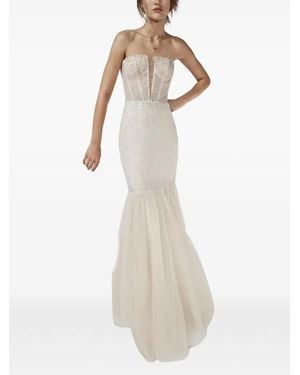 Vera Wang Robe Bustier À Ornements De Perles - White
