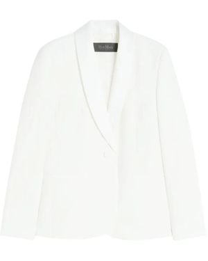 Max Mara Blazer Cady Tuxedo Con Botones Y Solapa De Esmoquin - Blanco