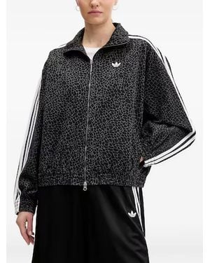 adidas Firebird Oversized Aop Denim Jacket - Black