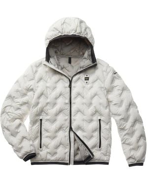 Blauer Chevron-Quilted Hooded Jacket - Gray