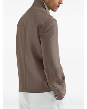 Brunello Cucinelli Bonded Silk Unlined Outerwear Jacket - Brown
