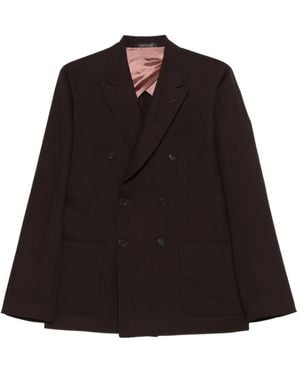 Paul Smith Linen Double-Breasted Blazer - Black