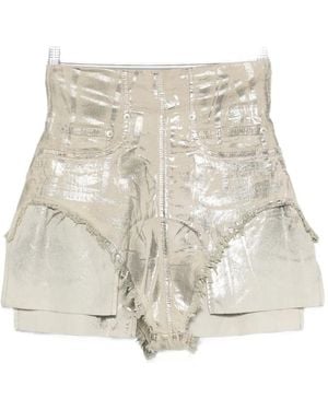 Rick Owens Metallic Frayed Shorts - Natural