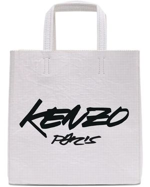 KENZO Small Smooth-Leather Tote Bag - White