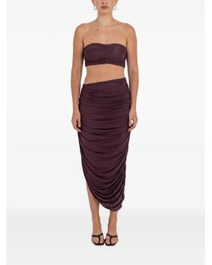 Maygel Coronel Caro Ruched Bandeau And Asymmetric Skirt Set - Red
