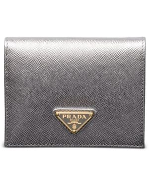 Prada Portefeuille En Cuir Saffiano - Grey