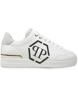 Philipp Plein Hexagon Logo-Print Trainers - White