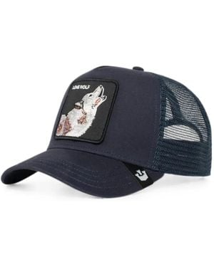 Goorin Bros Lone Wolf Logo-Patch Mesh-Panel Cap - Blue
