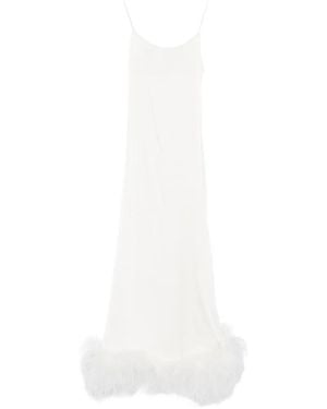 Oséree Bridal Satin Long Dress Plumage - White
