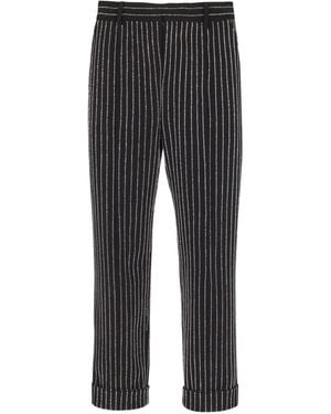 Balmain Crystal Stripe Straight-Fit Trousers - Grey
