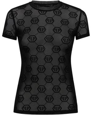 Philipp Plein Monogram Tulle T-Shirt - Black