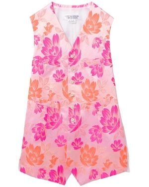 Comme des Garçons Floral V-Neck Vest Coat - Pink